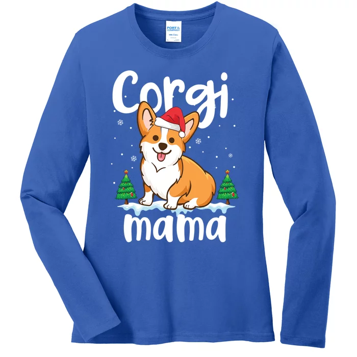 Corgi Mama Funny Santa Corgi Mama Christmas Funny Gift Cute Gift Ladies Long Sleeve Shirt