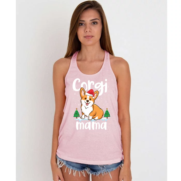 Corgi Mama Funny Santa Corgi Mama Christmas Funny Gift Cute Gift Women's Knotted Racerback Tank