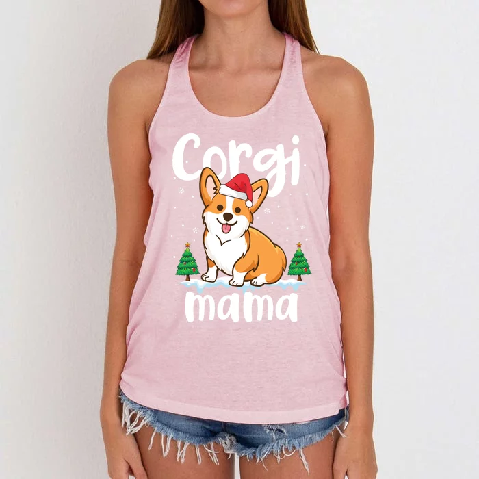 Corgi Mama Funny Santa Corgi Mama Christmas Funny Gift Cute Gift Women's Knotted Racerback Tank