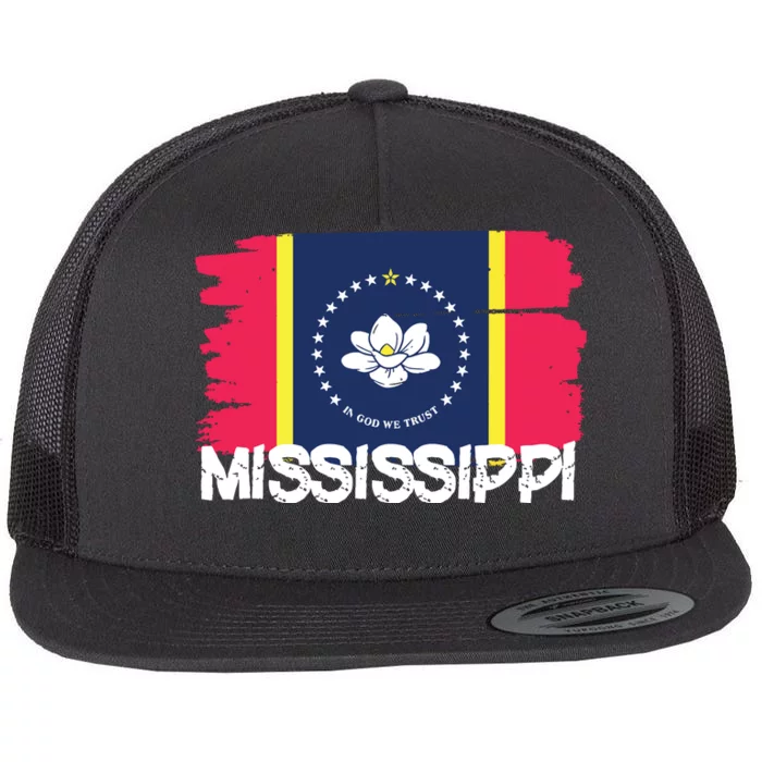 Cool Mississippi Flag Flat Bill Trucker Hat