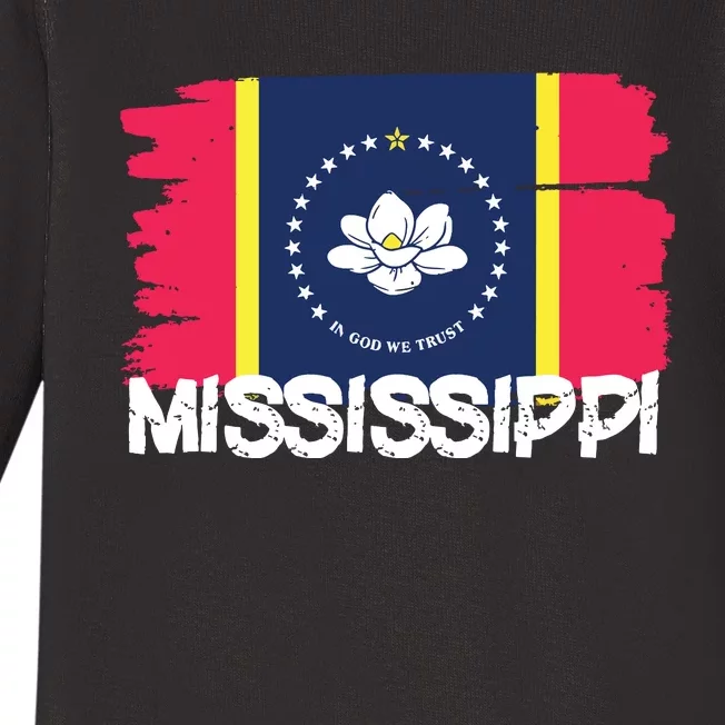 Cool Mississippi Flag Baby Long Sleeve Bodysuit