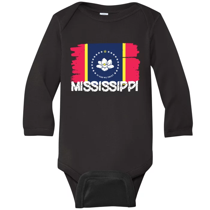 Cool Mississippi Flag Baby Long Sleeve Bodysuit