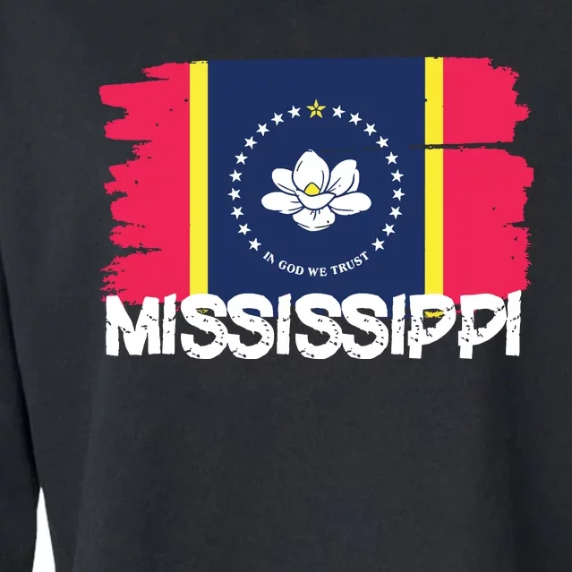 Cool Mississippi Flag Cropped Pullover Crew