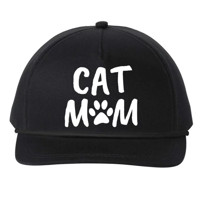 Cat Mom Gift And Cute Gift Kitty Paw Design Snapback Five-Panel Rope Hat