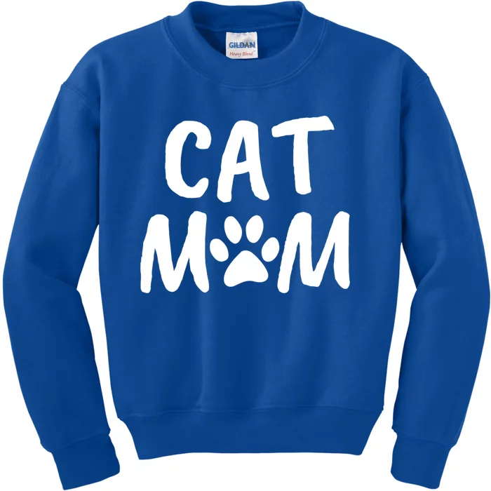 Cat Mom Gift And Cute Gift Kitty Paw Design Kids Sweatshirt