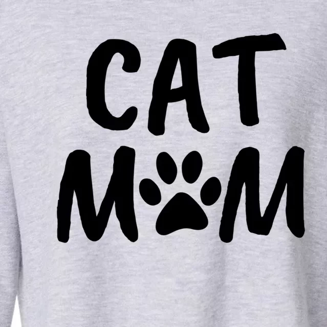 Cat Mom Gift And Cute Gift Kitty Paw Design Cropped Pullover Crew