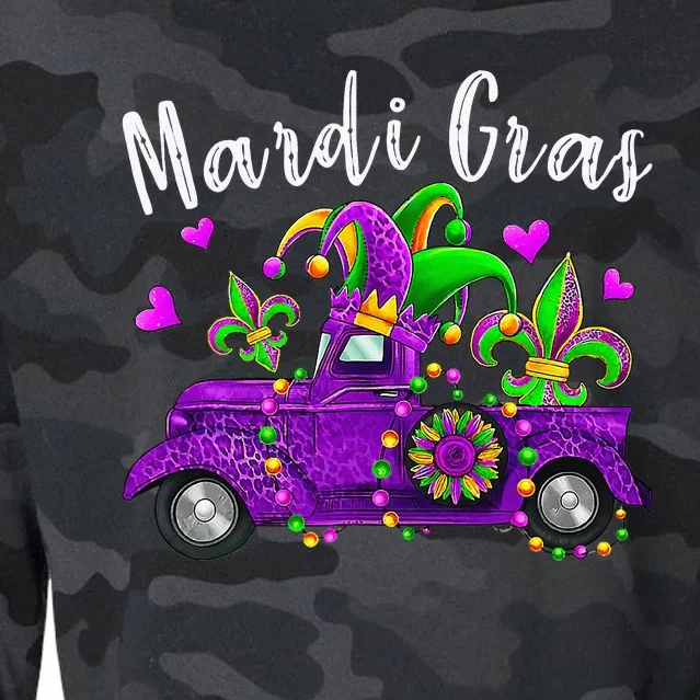 CooI Mardi Gras With Truck Mardi Gras Costume Cropped Pullover Crew