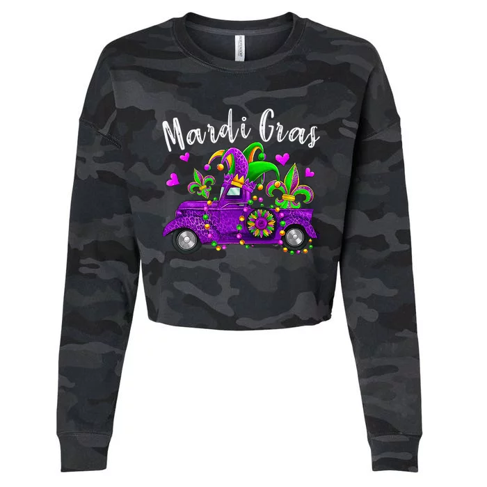 CooI Mardi Gras With Truck Mardi Gras Costume Cropped Pullover Crew