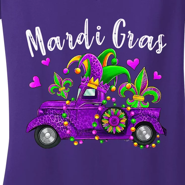 CooI Mardi Gras With Truck Mardi Gras Costume Women's V-Neck T-Shirt