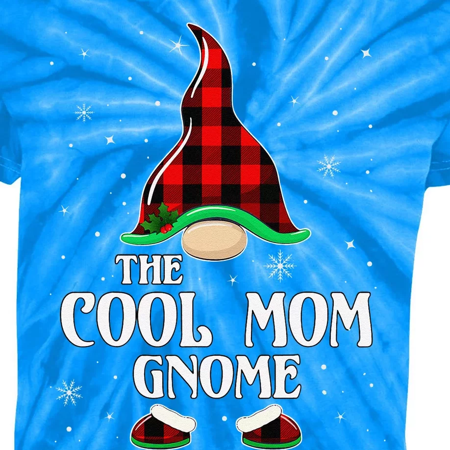 Cool Mom Gnome Buffalo Plaid Matching Family Group Christmas Kids Tie-Dye T-Shirt