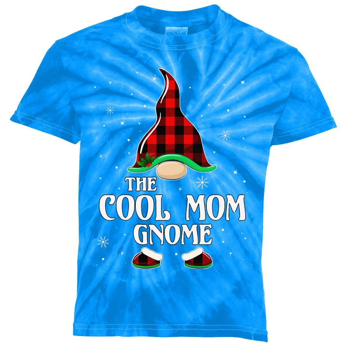 Cool Mom Gnome Buffalo Plaid Matching Family Group Christmas Kids Tie-Dye T-Shirt