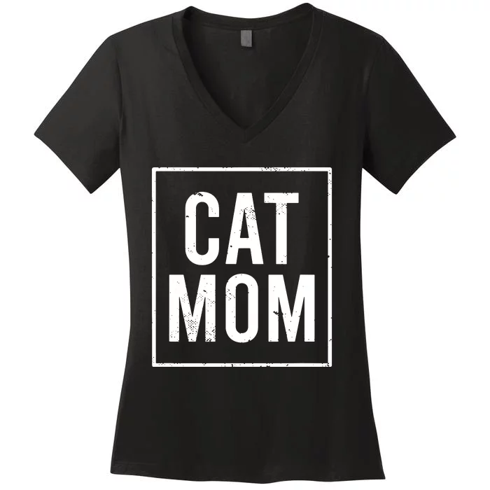 Cat Mom Gifts Design Funny Cat Mom Modern Mother Mommy Women's V-Neck T-Shirt