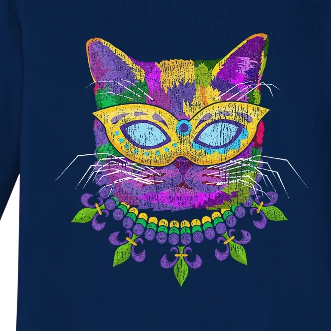 Cat Mardi Gras Baby Long Sleeve Bodysuit