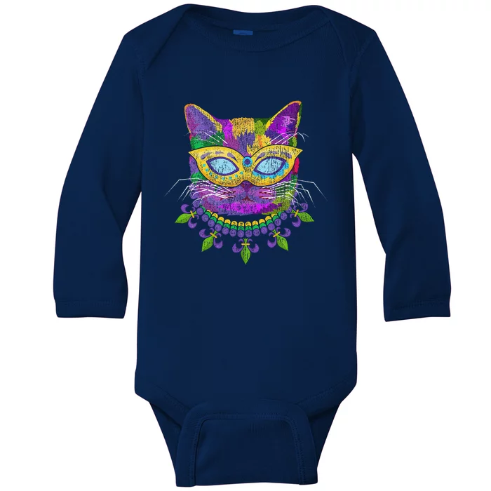 Cat Mardi Gras Baby Long Sleeve Bodysuit