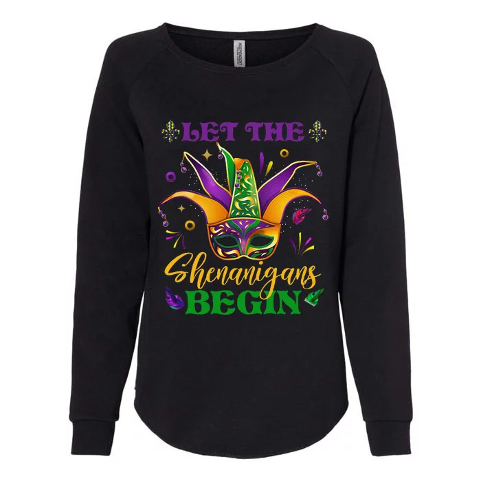 Cute Mardi Gras Mask Let The Shenanigans Begin Womens California Wash Sweatshirt