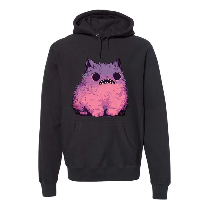 Cat Monster Graphic Kawaii Pastel Goth Anime Aesthetic Goth Premium Hoodie