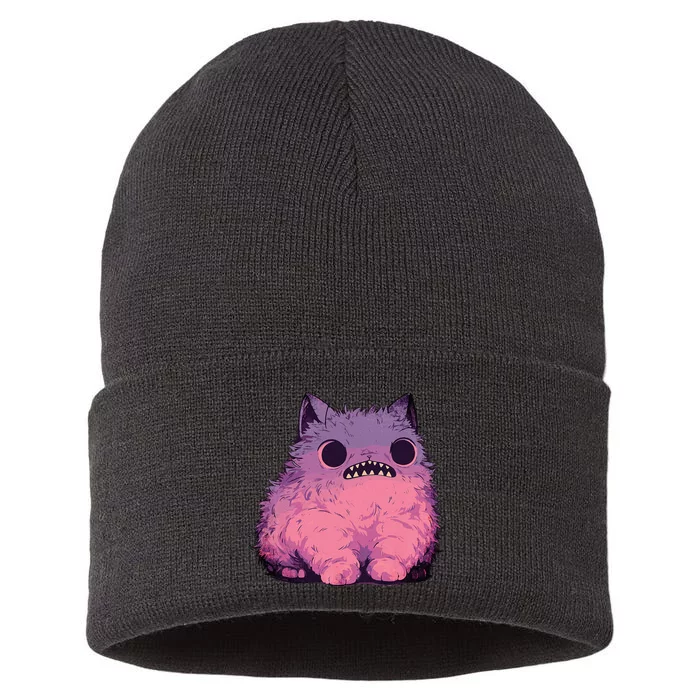 Cat Monster Graphic Kawaii Pastel Goth Anime Aesthetic Goth Sustainable Knit Beanie