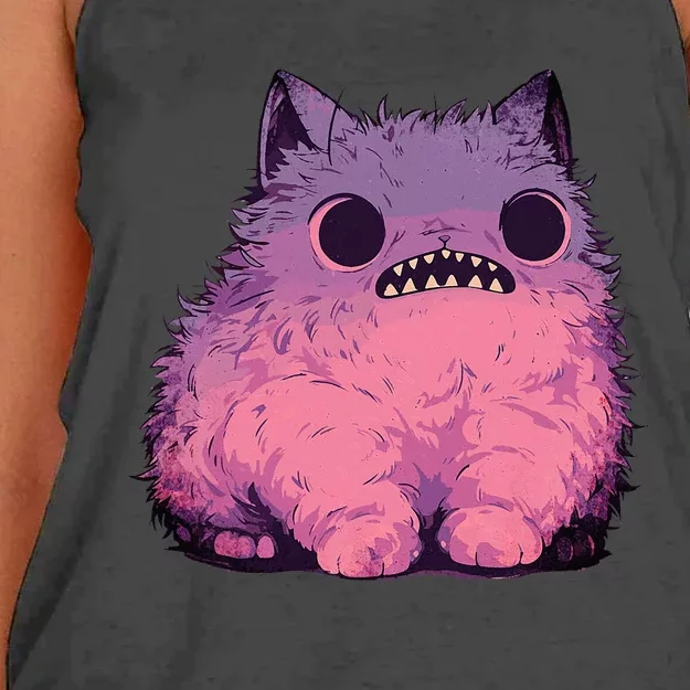 Cat Monster Graphic Kawaii Pastel Goth Anime Aesthetic Goth Women's Knotted Racerback Tank