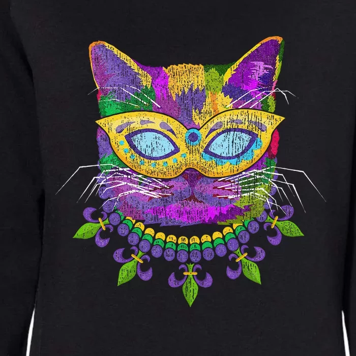 Cat Mardi Gras Womens California Wash Sweatshirt