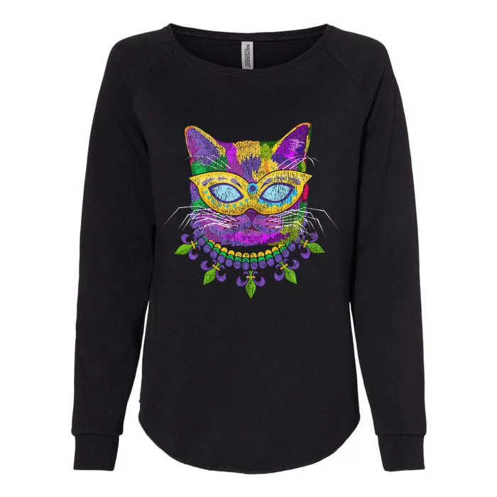 Cat Mardi Gras Womens California Wash Sweatshirt