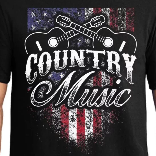 Country Music Guitar & American Flag Western Pajama Set