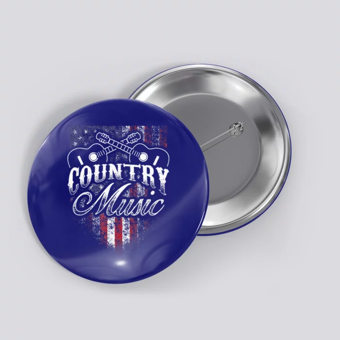 Country Music Guitar & American Flag Western Button