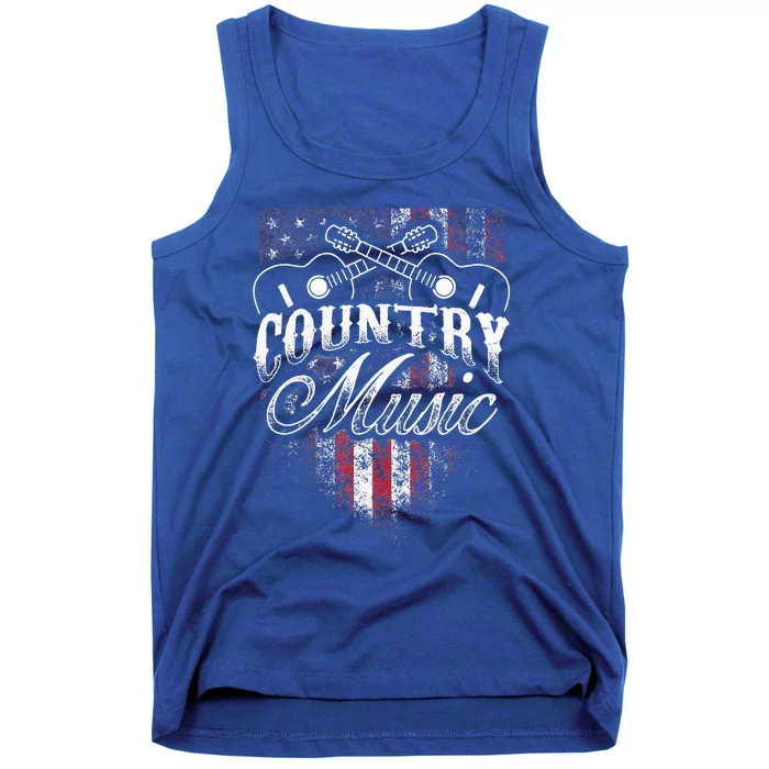 Country Music Guitar & American Flag Western Tank Top