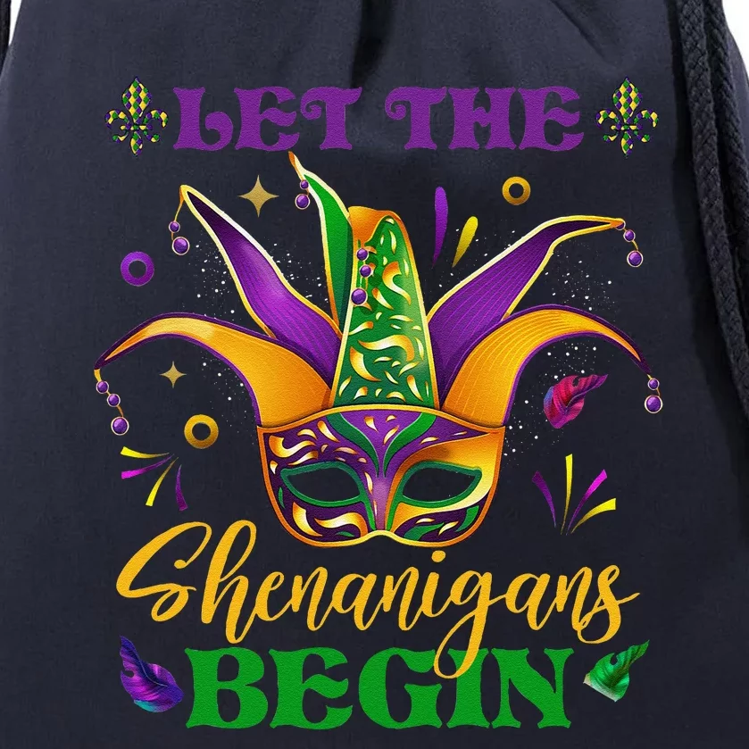 Cute Mardi Gras Mask Let The Shenanigans Begin Drawstring Bag