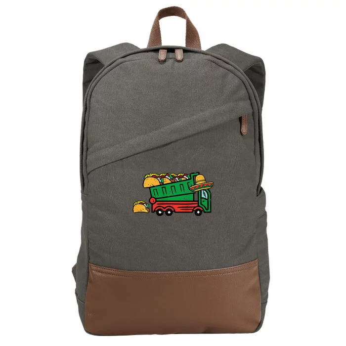 Child Mexican Garbage Truck Tacos Cinco De Mayo Cotton Canvas Backpack