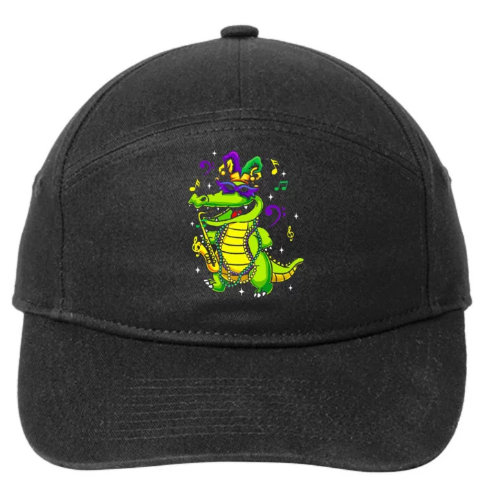 Cute Mardi Gras Alligator 7-Panel Snapback Hat