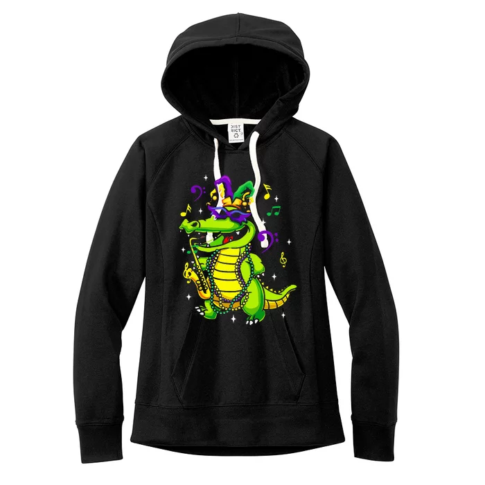 Cute Mardi Gras Alligator Women's Fleece Hoodie