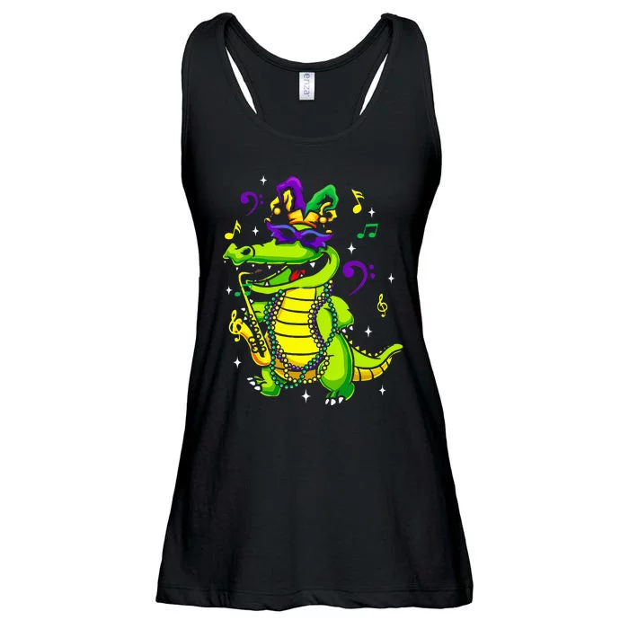 Cute Mardi Gras Alligator Ladies Essential Flowy Tank