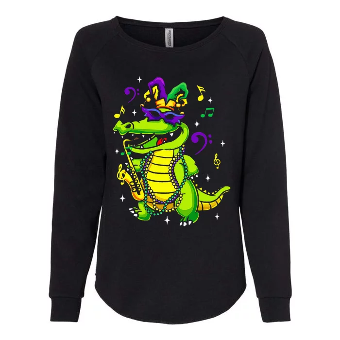 Cute Mardi Gras Alligator Womens California Wash Sweatshirt