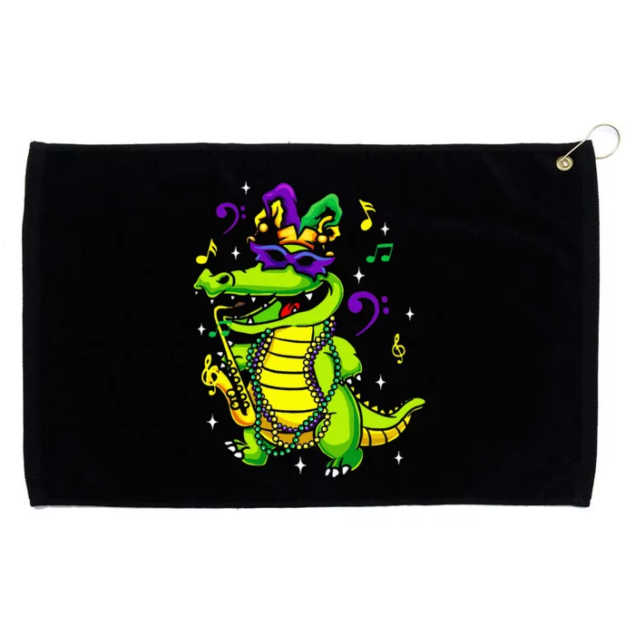 Cute Mardi Gras Alligator Grommeted Golf Towel