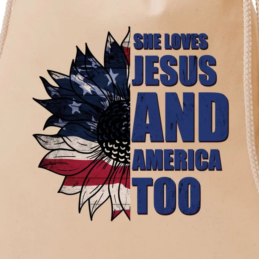 Christian Meaningful Gift America Sunflower Gift Drawstring Bag