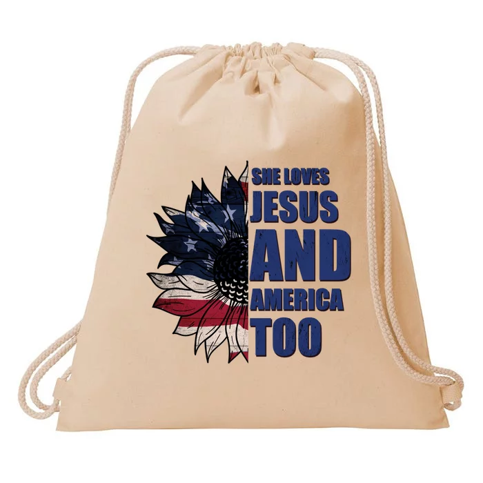 Christian Meaningful Gift America Sunflower Gift Drawstring Bag