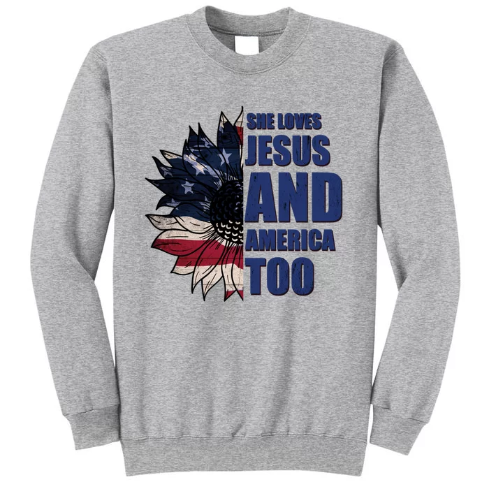 Christian Meaningful Gift America Sunflower Gift Tall Sweatshirt