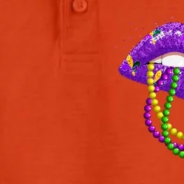 Cool Mardi Gras Glitter Lips Dry Zone Grid Performance Polo