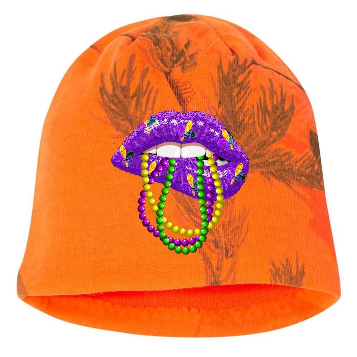 Cool Mardi Gras Glitter Lips Kati - Camo Knit Beanie