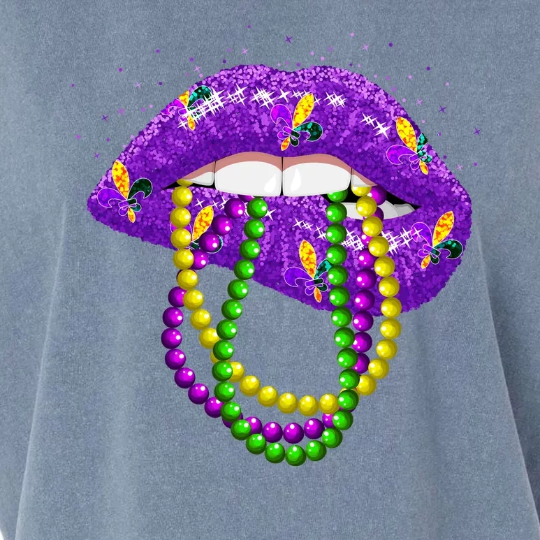 Cool Mardi Gras Glitter Lips Garment-Dyed Women's Muscle Tee