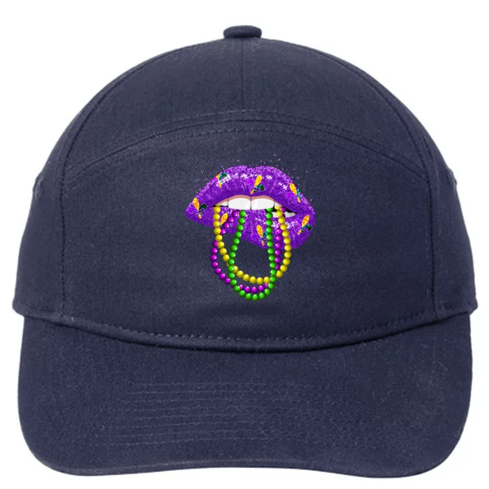 Cool Mardi Gras Glitter Lips 7-Panel Snapback Hat