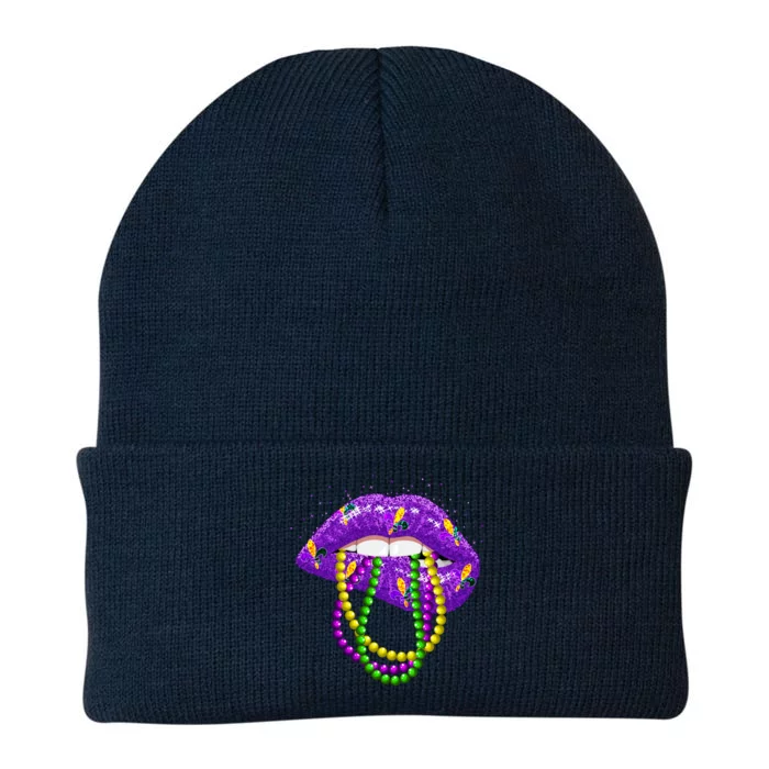 Cool Mardi Gras Glitter Lips Knit Cap Winter Beanie