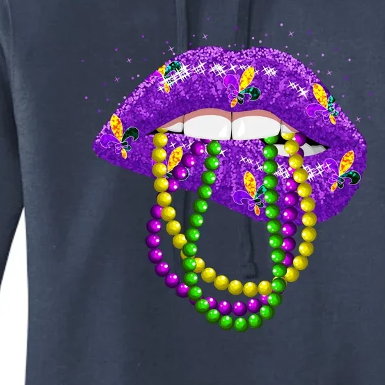 Cool Mardi Gras Glitter Lips Women's Pullover Hoodie