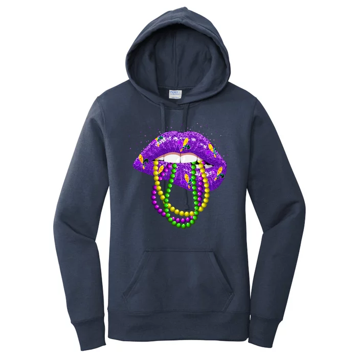 Cool Mardi Gras Glitter Lips Women's Pullover Hoodie