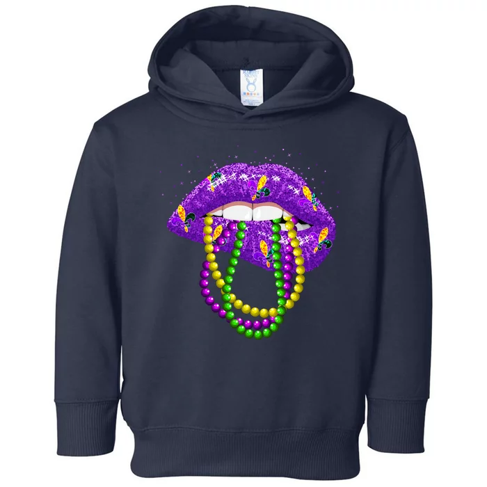 Cool Mardi Gras Glitter Lips Toddler Hoodie