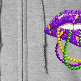 Cool Mardi Gras Glitter Lips Full Zip Hoodie