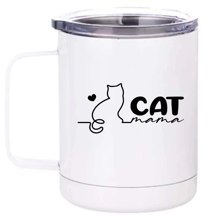 Cat Mama Gift For Cat Mama Cute Cat Mama Gift Front & Back 12oz Stainless Steel Tumbler Cup