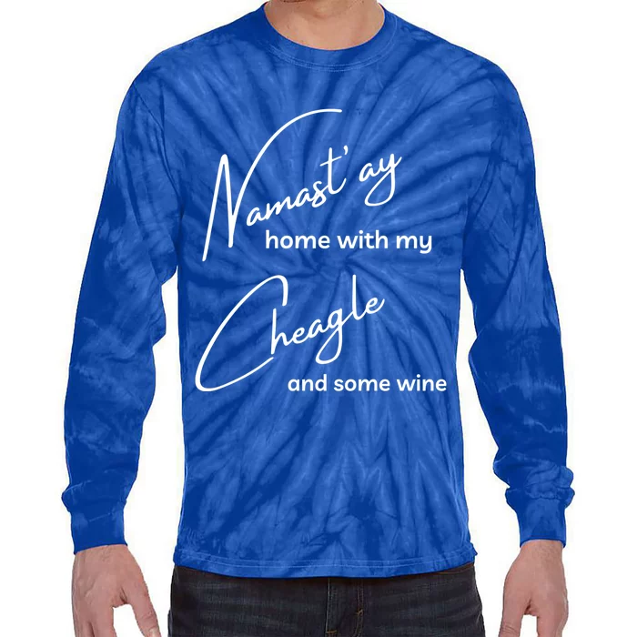 Cheagle Meaningful Gift Funny Namastay For Yoga And Dog Lovers Gift Tie-Dye Long Sleeve Shirt