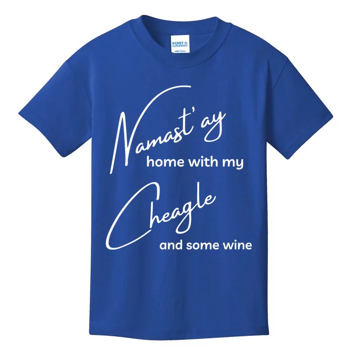 Cheagle Meaningful Gift Funny Namastay For Yoga And Dog Lovers Gift Kids T-Shirt