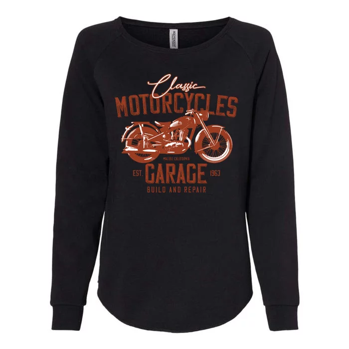 Classic Motorcycle Garage Womens California Wash Sweatshirt